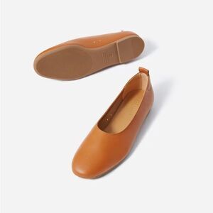 Everlane Day Glove Italian Leather Ballet Flat Shoes Toasted Almond Size 8.5 NEW